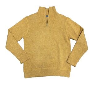 Irelands Eye Sweater Men's Med Wool Knit Yellow 1/4 Zip Made In Ireland Pullover